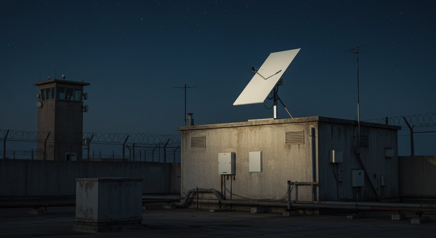 Satellite internet terminals on compound rooftops provide constant connectivity for scam operations, even in remote border zones.